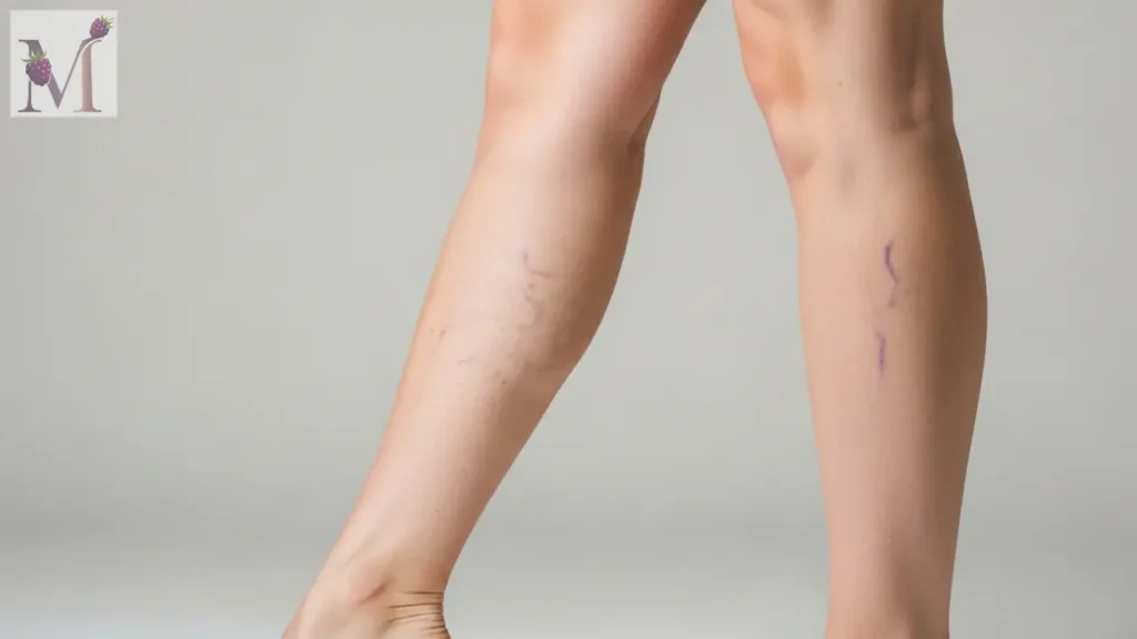 Comparação entre vasinhos finos e veia mais grossa na perna.