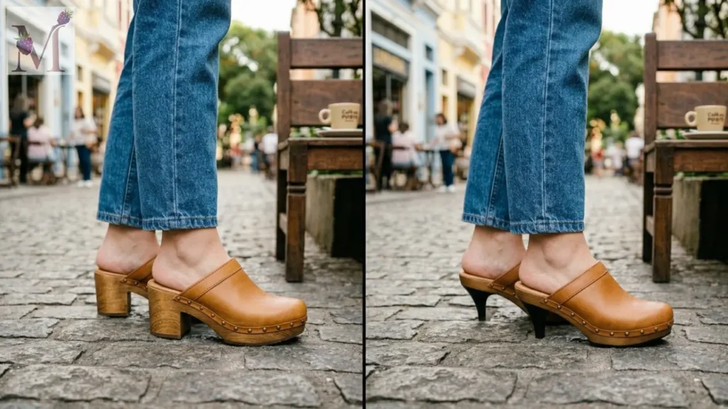 Comparação de modelos de tamanco em café urbano